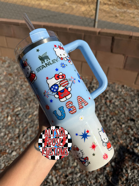 “Patriotic Kitty” Stanley Ombre 40oz